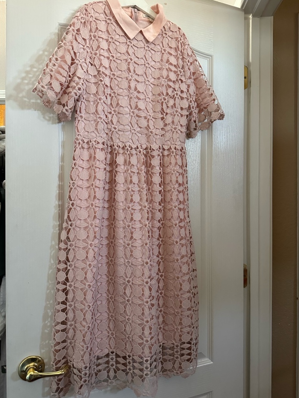 Jessika’s Women’s ' Pink Lace Collared Midi Dress
